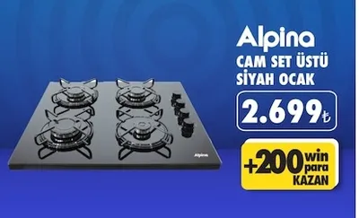 Alpina Cam Set Üstü Siyah Ocak