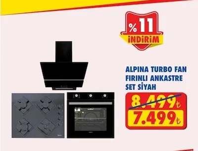 Alpina Turbo Fan Fırınlı Ankastre Set Siyah