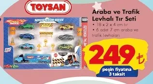 Toysan Araba Ve Trafik Levhalı Tır Seti