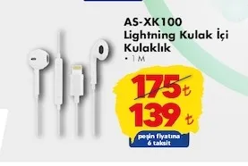 As-Xk100 Lightning Kulak İçi Kulaklık