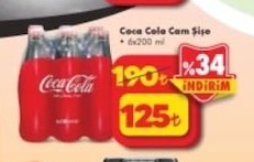 Coca Cola Cam Şişe 6X200 Ml