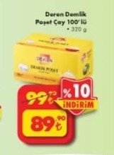 Deren Demlik Poşet Çay 100'Lü 320 G