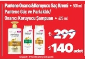 Pantene Onarıcı&Koruyucu Saç Kremi 500 Ml Ve Pantene Güç Ve Parlaklık/ Onarıcı Koruyucu Şampuan 625 Ml