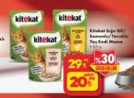 Kitekat Sığır Etli/Somonlu/Tavuklu Yaş Kedi Mama 85 G