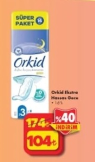 Orkid Ekstra Hassas Gece 16'Lı
