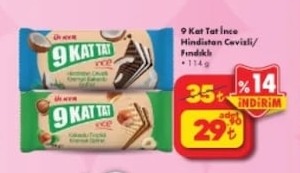 9 Kat Tat İnce Hindistan Cevizli/Fındıklı 114 G