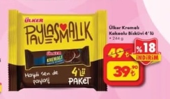 Ülker Kremalı Kakaolu Bisküvi 4'Lü 244 G