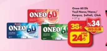 Oneo 60 Dk Yeşil Nane/Nane/Karpuz/Şeftali/Çilek 27 G