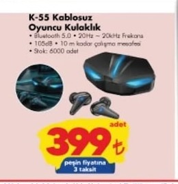 K-55 Kablosuz Oyuncu Kulaklık