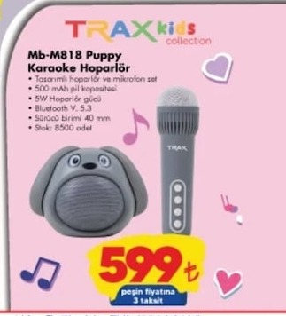 Trax Kids Mb-M818 Puppy Karaoke Hoparlör
