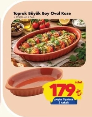 Toprak Büyük Boy Oval Kase 2000 Ml