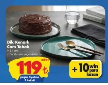 Dik Kenarlı Cam Tabak 21 Cm