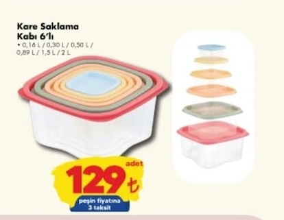 Kare Saklama Kabı 6'Lı