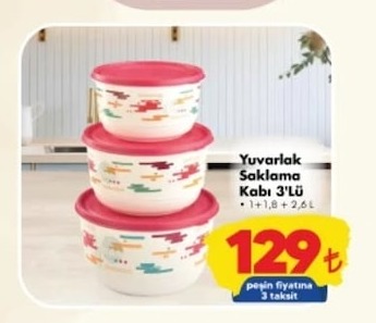 Yuvarlak Saklama Kabı 3'Lü