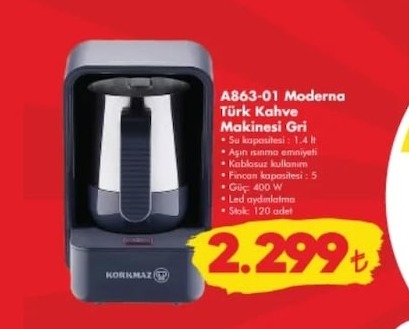 A863-01 Moderna Türk Kahve Makinesi Gri