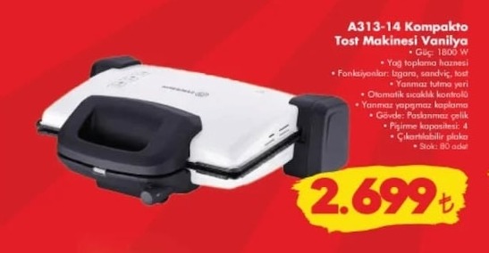 A313-14 Kompakto Tost Makinesi Vanilya