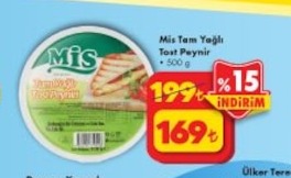 Mis Tam Yağlı Tost Peynir 500 G
