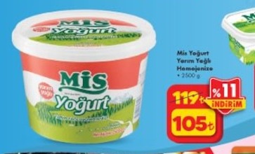 Mis Yoğurt Yarım Yağlı Homojenize 2500 G