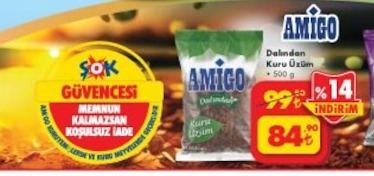 Amigo Dalından Kuru Üzüm 500 G