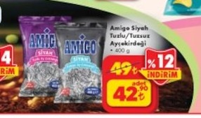 Amigo Siyah Tuzlu/Tuzsuz Ayçekirdeği 400 G