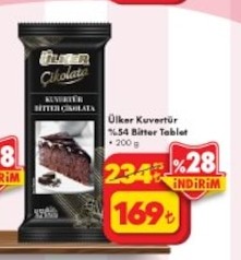 Ülker Kuvertür %54 Bitter Tablet 200 G