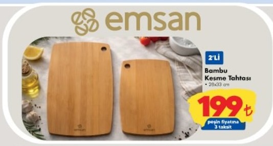 Emsan 2'Li Bambu Kesme Tahtası