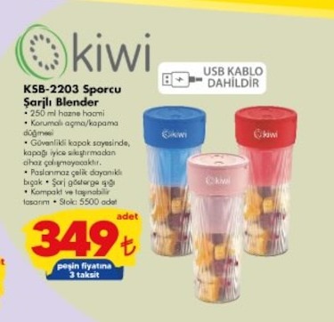 Kiwi Ksb-2203 Sporcu Şarjlı Blender