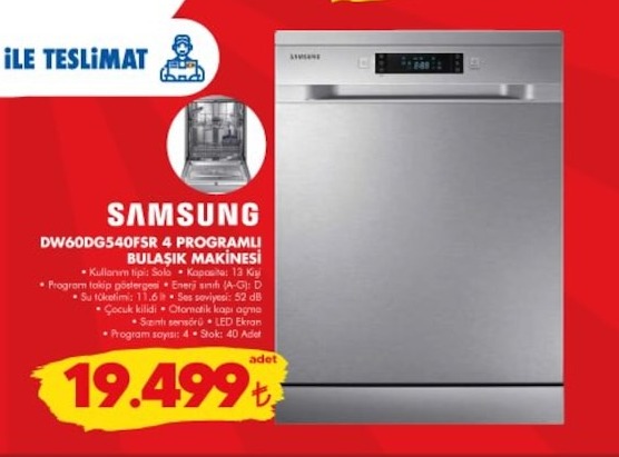 Samsung Dw60Dg540Fsr 4 Programlı Bulaşık Makinesi
