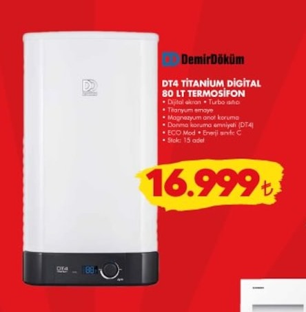 Demirdöküm Dt4 Titanyum Dijital 80 Lt Termosifon