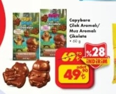 Capybara Çilek Aromalı/ Muz Aromalı Çikolata 60 G