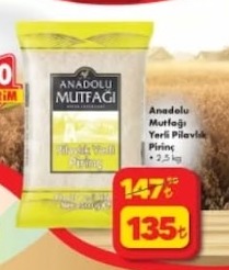 Anadolu Mutfağı Yerli Pilavlık Pirinç 2,5 Kg