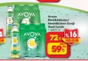 Avoya Elma&Adaçayı/Limon&Limon Çiçeği Gazlı İçecek 6X200 Ml