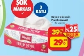 Beyaz Güvercin Pratik Mendil 150 Yaprak