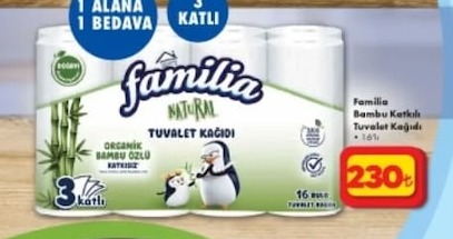 Familia Bambu Katkılı Tuvalet Kağıdı 16'Lı