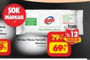 Mintax Yüzey Temizlik Havlusu 100'Lü