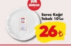 Saroz Kağıt Tabak 10'Lu