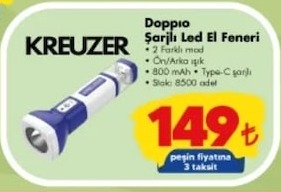 Kreuzer Doppio Şarjlı Led El Feneri