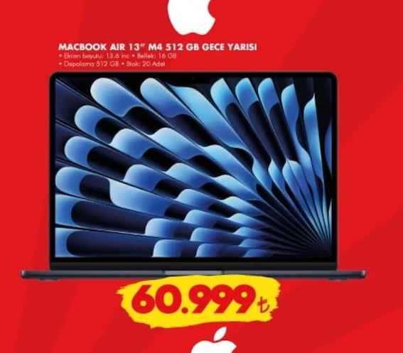 Macbook Air 13" M4 512 Gb Gece Yarisi