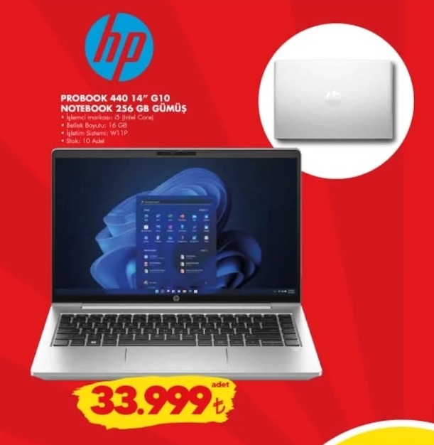 Hp Probook 440 14" G10 Notebook 256 Gb Gümüş