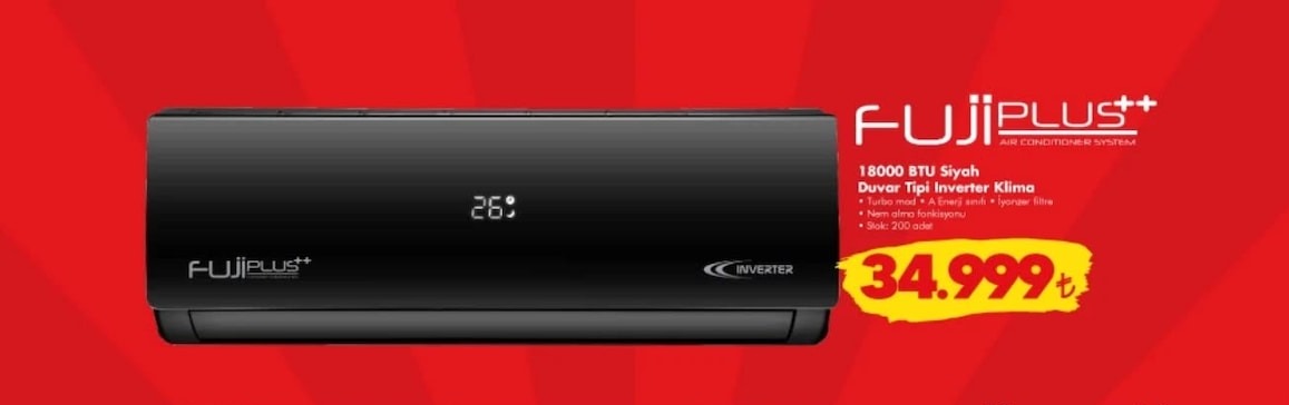 Fujiplus 18000 Btu Siyah Duvar Tipi Inverter Klima