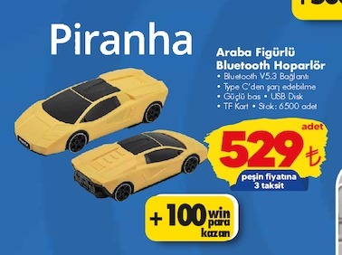 Piranha Araba Figürlü Bluetooth Hoparlör