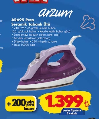 Arzum Ar695 Peta Seramik Tabanlı Ütü