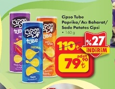 Cipso Tube Paprika/Acı Baharat/Sade Patates Cipsi 160G