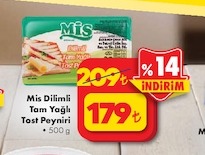 Mis Dilimli Tam Yağlı Tost Peyniri 500G