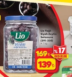 Lio Yağlı Siyah Zeytin Salamura 1Kg