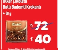 Ülker Çikolata Ballı Bademli Krokanlı 60G