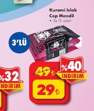 Kuromi Islak Cep Mendil 3X15 Adet