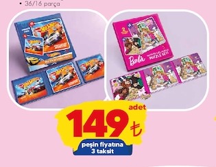Hot Wheels Puzzle Set Ve Barbie Puzzle Set