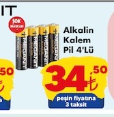 Alkalin Kalem Pil 4'Lü