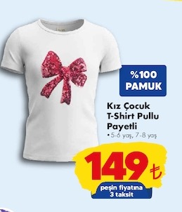 Kız Çocuk T-Shirt Pullu Payetli